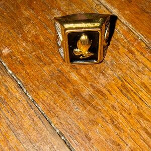 Vintage Gold and Black Men's Prayer 🙏 Signet Ring
